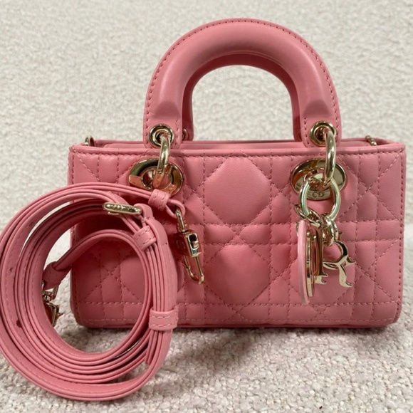 Authentic Dior Lady D-Joy Micro Bag Pink Cannage Lambskin - Picture 7 of 14